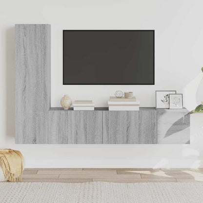 Set Mobili Porta TV 3 pz Grigio Sonoma in Legno Multistrato