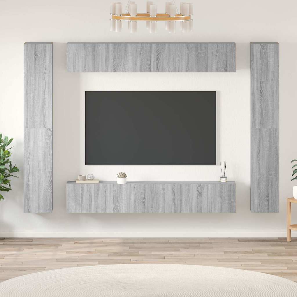 Set Mobili Porta TV 10 pz Grigio Sonoma in Legno Multistrato