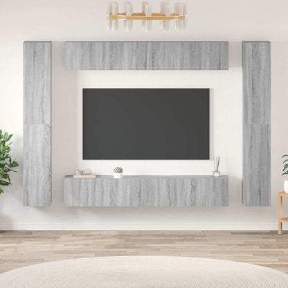 Set Mobili Porta TV 10 pz Grigio Sonoma in Legno Multistrato