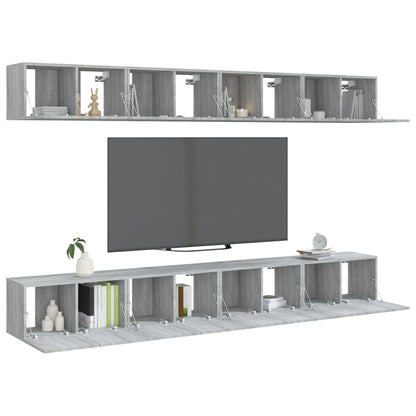 Mobili Porta TV 8pz Grigio Sonoma 60x30x30 cm Legno Multistrato