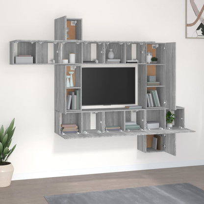 Set Mobili Porta TV 10 pz Grigio Sonoma in Legno Multistrato