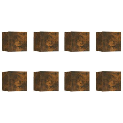 Armadietti TV a Parete 8 pz Rovere Fumo 30,5x30x30 cm