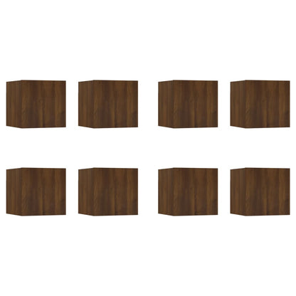 Armadietti TV a Parete 8 pz Rovere Marrone 30,5x30x30 cm