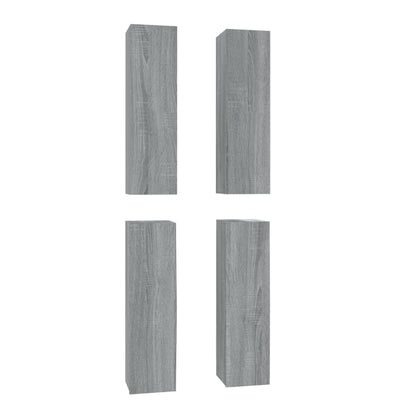 Mobili TV 4 pz Grigio Sonoma 30,5x30x110cm in Legno Multistrato