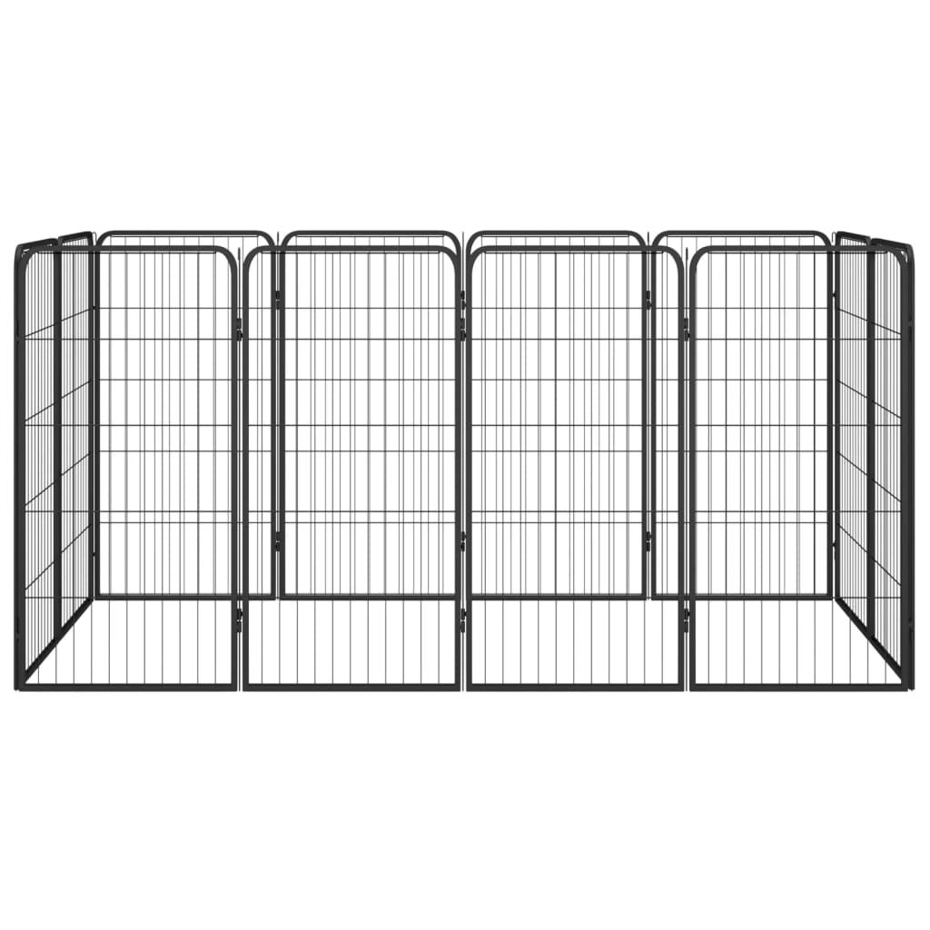 Box Cani 12 Pannelli Nero 50x100 cm Acciaio Verniciato Polvere