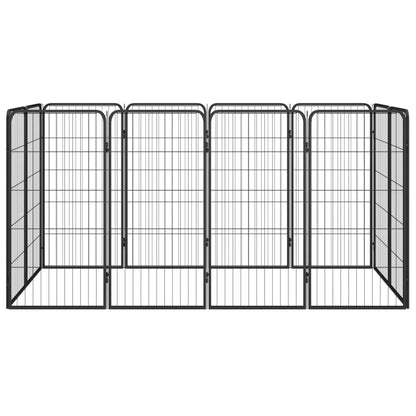 Box Cani 12 Pannelli Nero 50x100 cm Acciaio Verniciato Polvere