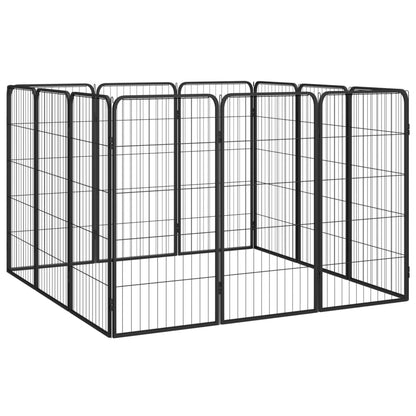 Box Cani 12 Pannelli Nero 50x100 cm Acciaio Verniciato Polvere