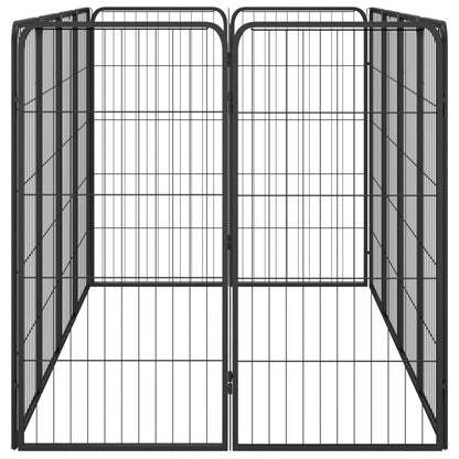 Box Cani 12 Pannelli Nero 50x100 cm Acciaio Verniciato Polvere