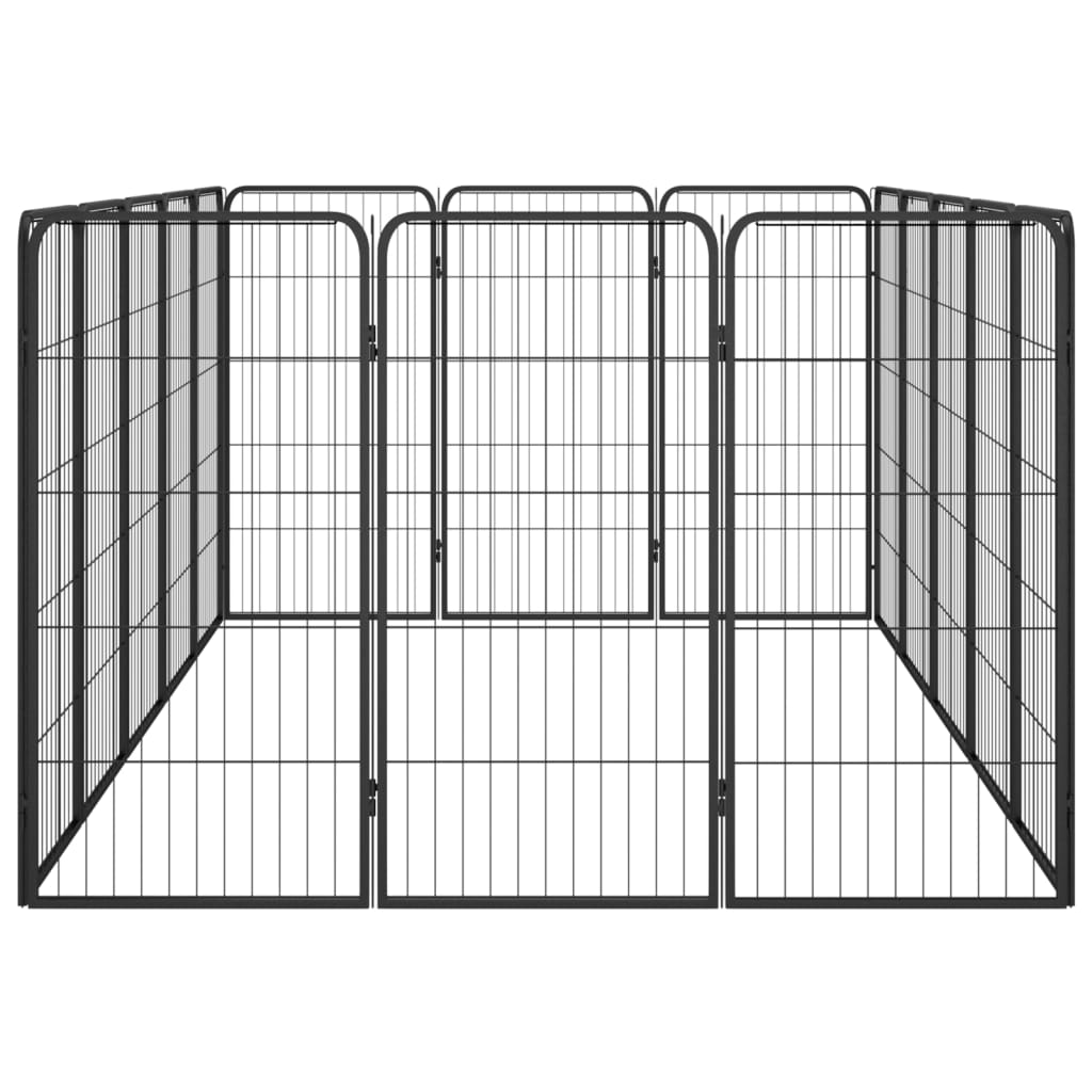 Box Cani 16 Pannelli Nero 50x100 cm Acciaio Verniciato Polvere