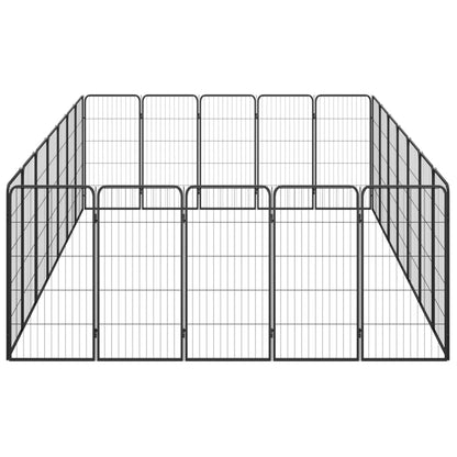Box Cani 24 Pannelli Nero 50x100 cm Acciaio Verniciato Polvere