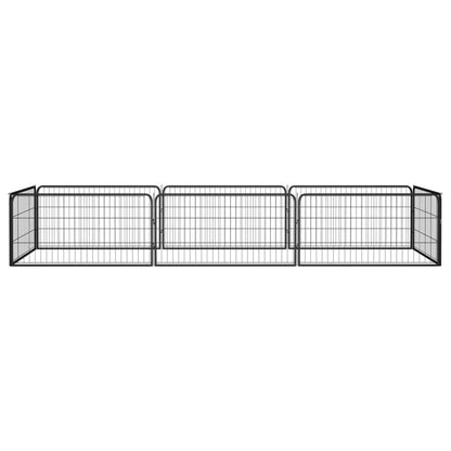 Box Cani 8 Pannelli Nero 100x50 cm Acciaio Verniciato Polvere