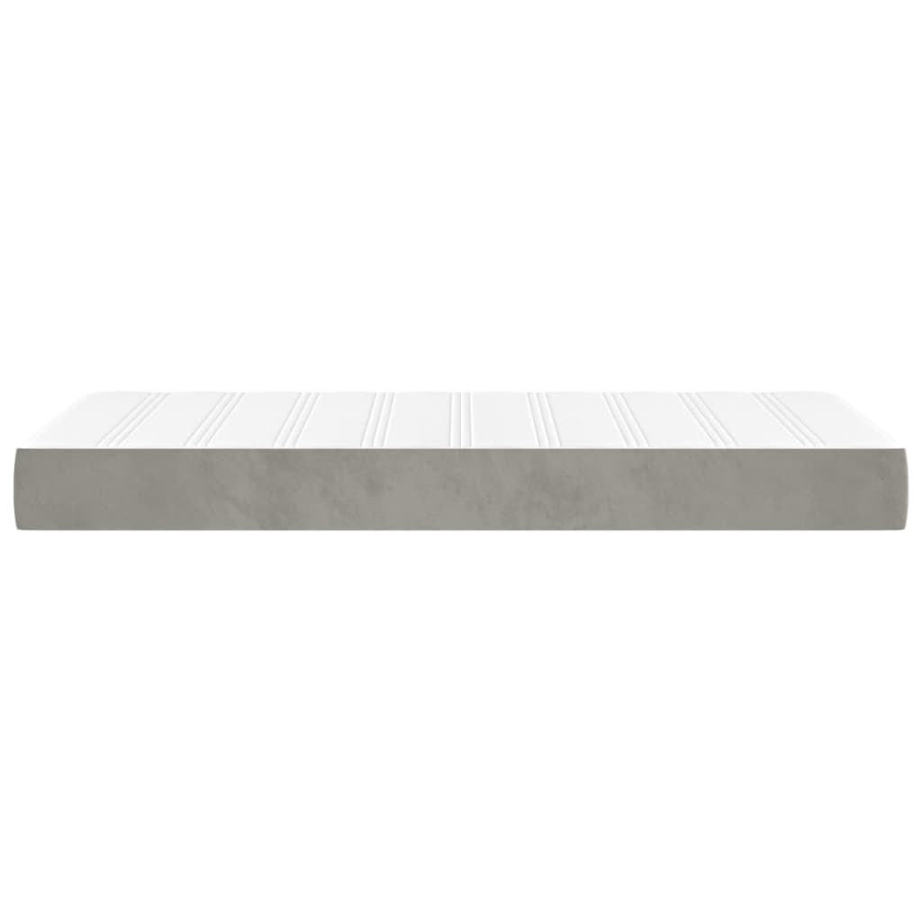 Materasso a Molle Grigio Chiaro 90x190x20 cm in Velluto