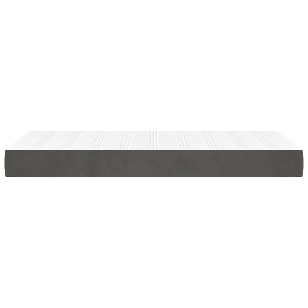 Materasso a Molle Grigio Scuro 90x190x20 cm in Velluto