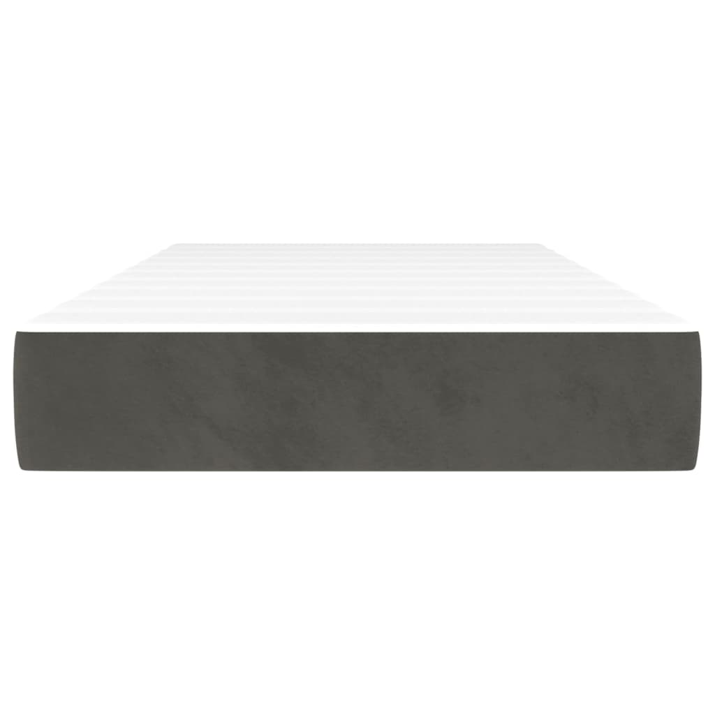 Materasso a Molle Grigio Scuro 90x200x20 cm in Velluto