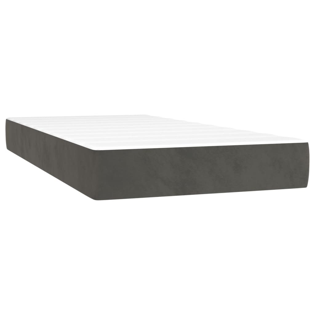 Materasso a Molle Grigio Scuro 100x200x20 cm in Velluto