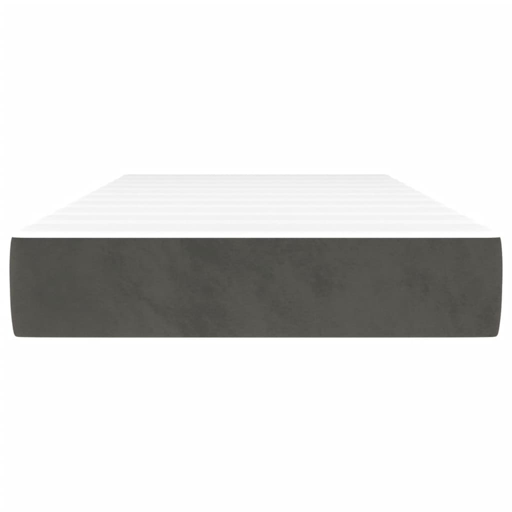 Materasso a Molle Grigio Scuro 100x200x20 cm in Velluto