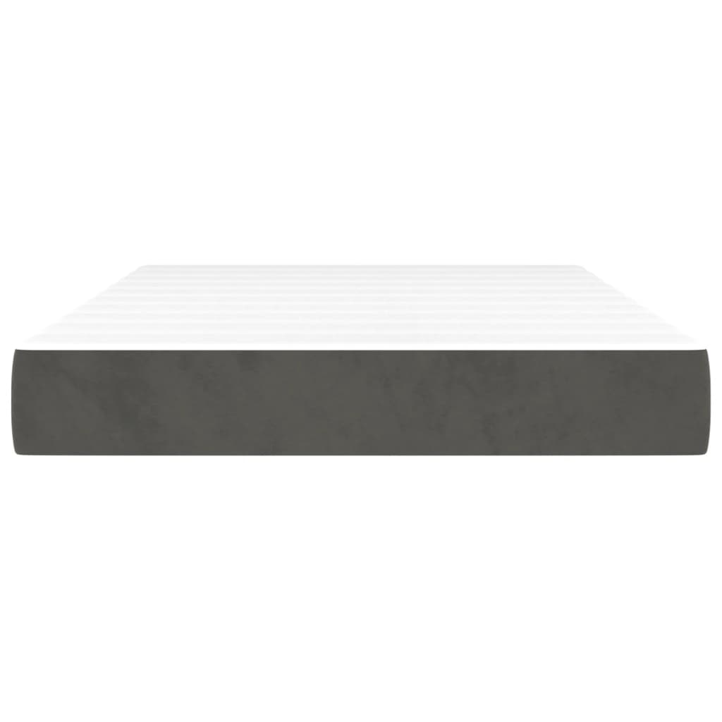Materasso a Molle Grigio Scuro 120x200x20 cm in Velluto