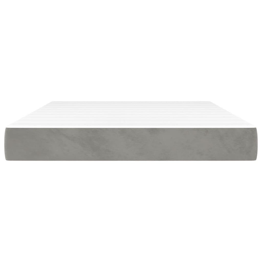 Materasso a Molle Grigio Chiaro 140x190x20 cm in Velluto