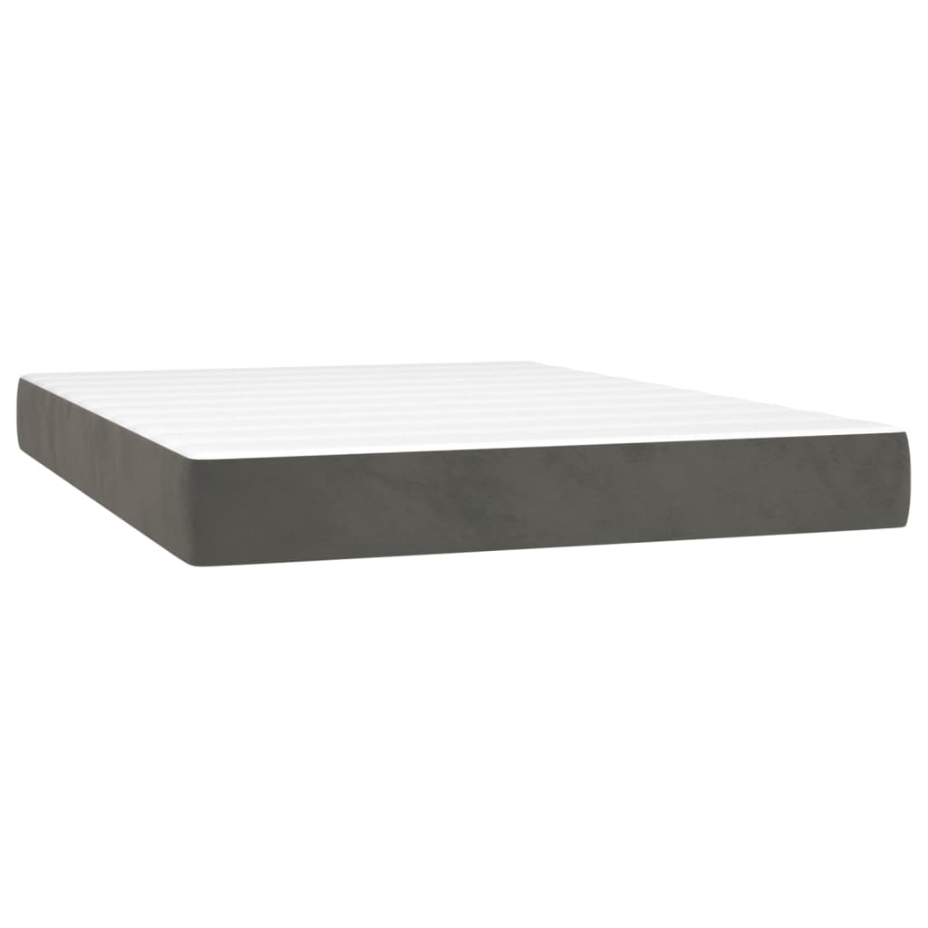 Materasso a Molle Grigio Scuro 140x190x20 cm in Velluto