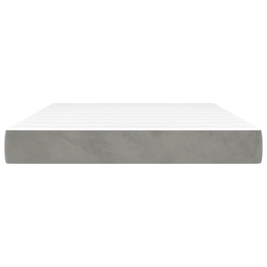 Materasso a Molle Grigio Chiaro 140x200x20 cm in Velluto