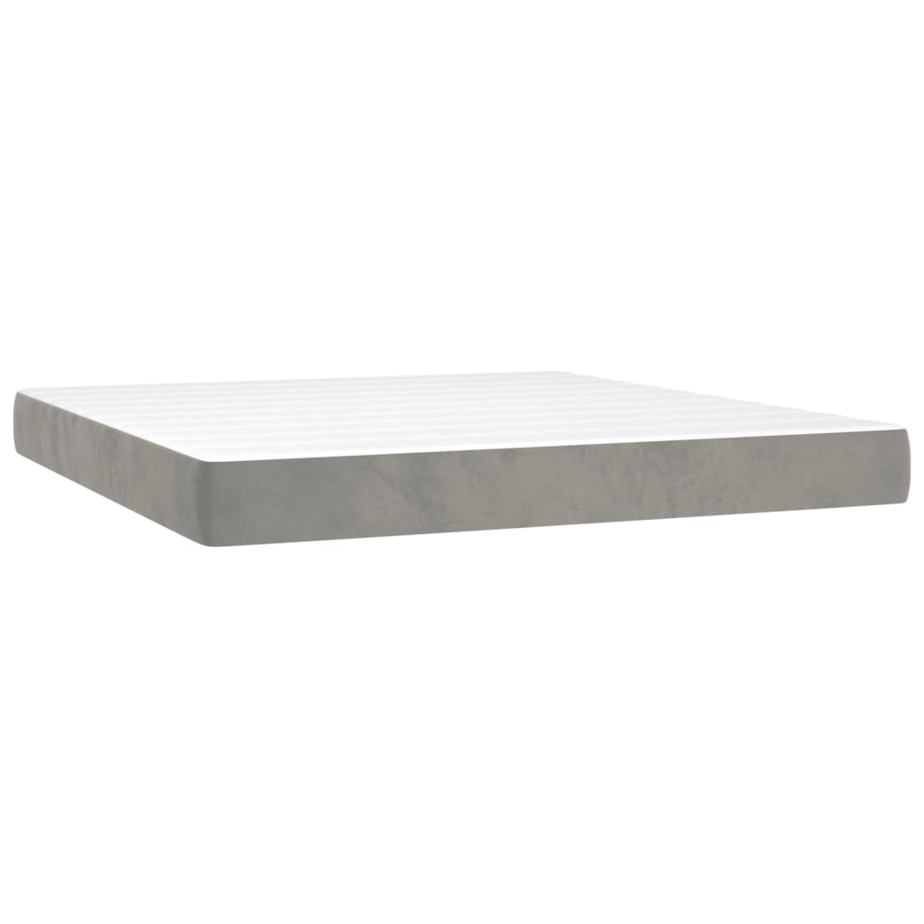 Materasso a Molle Grigio Chiaro 160x200x20 cm in Velluto