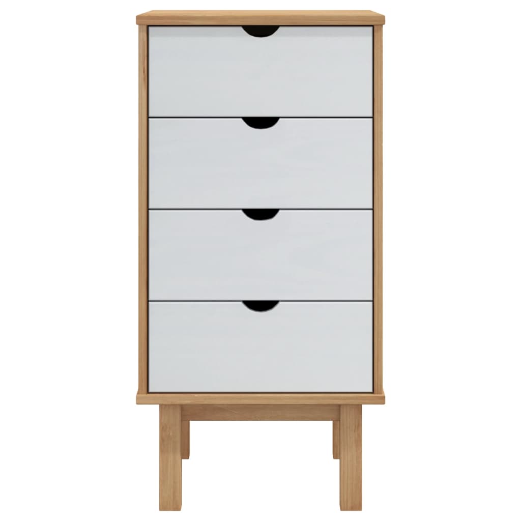 Cassettiera OTTA Marrone e Bianco 45x39x90 cm in Legno di Pino