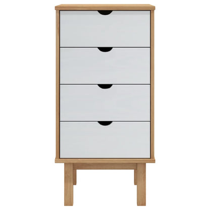 Cassettiera OTTA Marrone e Bianco 45x39x90 cm in Legno di Pino