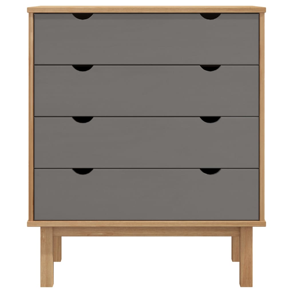 Cassettiera OTTA Marrone e Grigio 76,5x39,5x90 cm Legno di Pino
