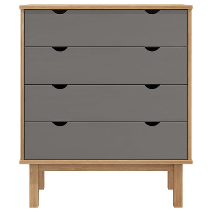 Cassettiera OTTA Marrone e Grigio 76,5x39,5x90 cm Legno di Pino