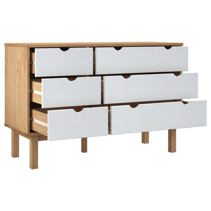Cassettiera OTTA Marrone e Bianco 111x43x73,5 cm Legno di Pino