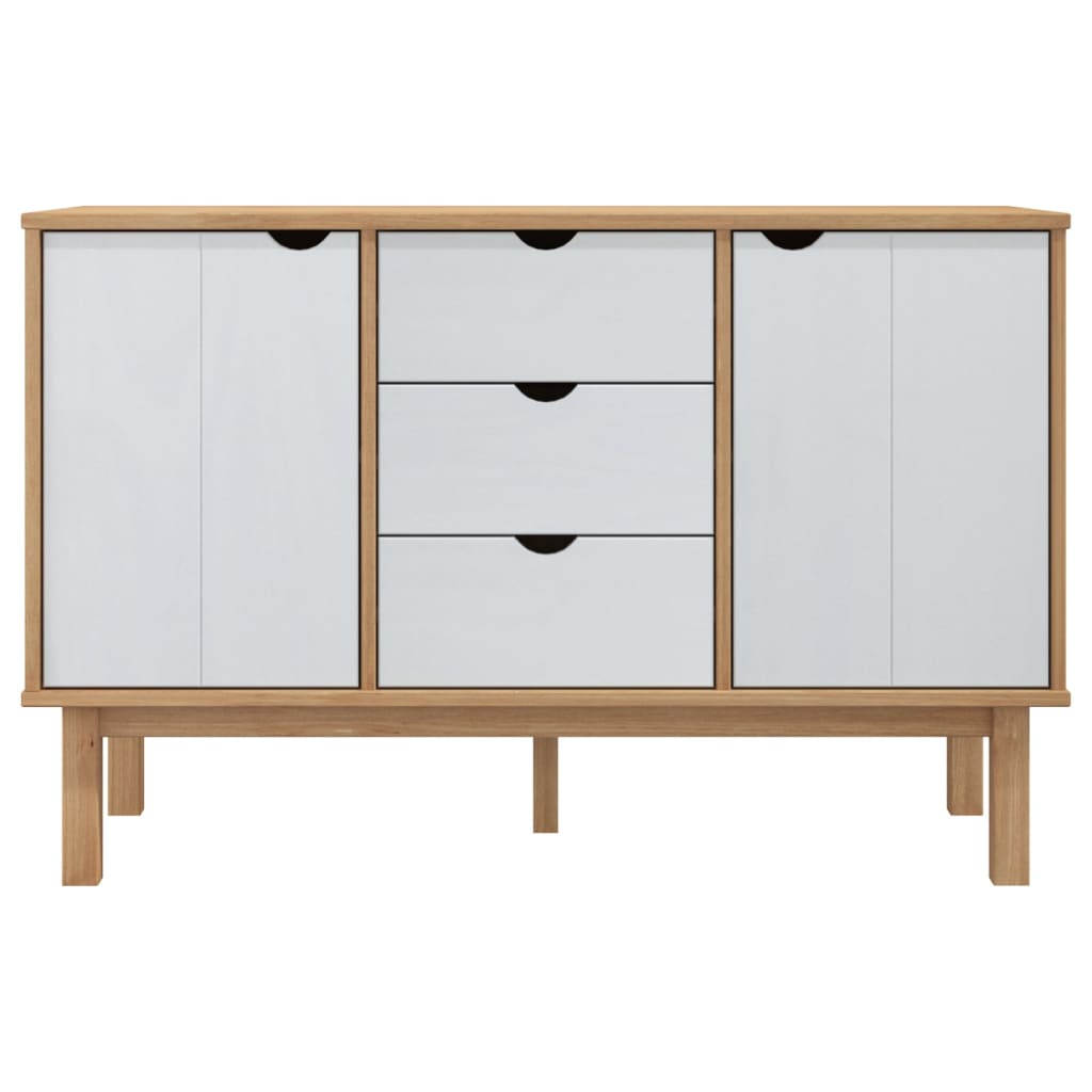 Credenza OTTA Marrone e Bianco 113,5x43x73 cm in Legno di Pino