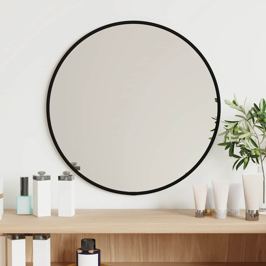 Specchio da Parete Nero Ã˜ 40 cm Rotondo