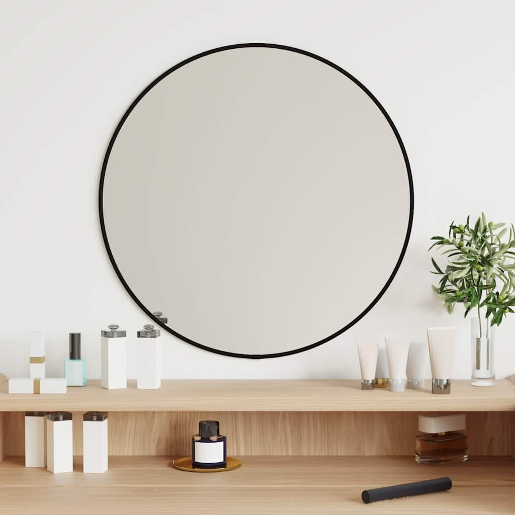 Specchio da Parete Nero ÃƒËœ 50 cm Rotondo