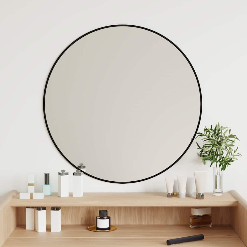 Specchio da Parete Nero Ã˜ 60 cm Rotondo
