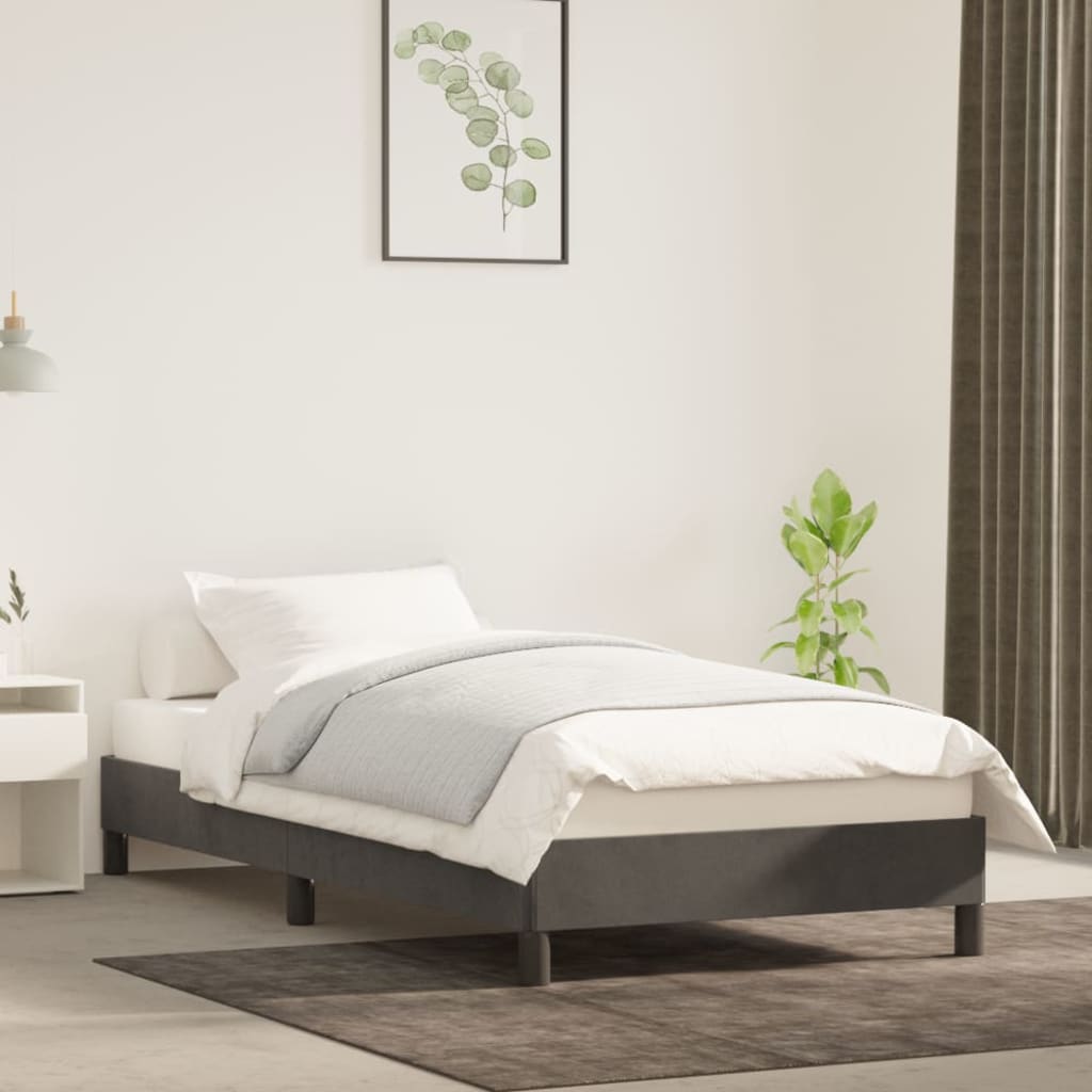 Giroletto senza Materasso Grigio Scuro 80x200 cm Velluto