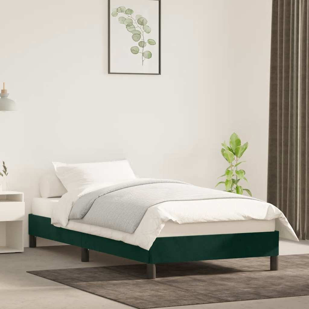 Giroletto senza Materasso Verde Scuro 100x200 cm in Velluto