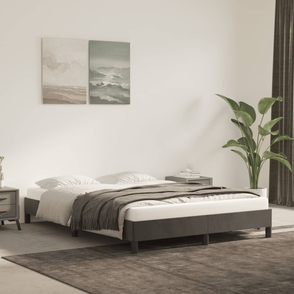 Giroletto senza Materasso Grigio Scuro 140x190 cm Velluto
