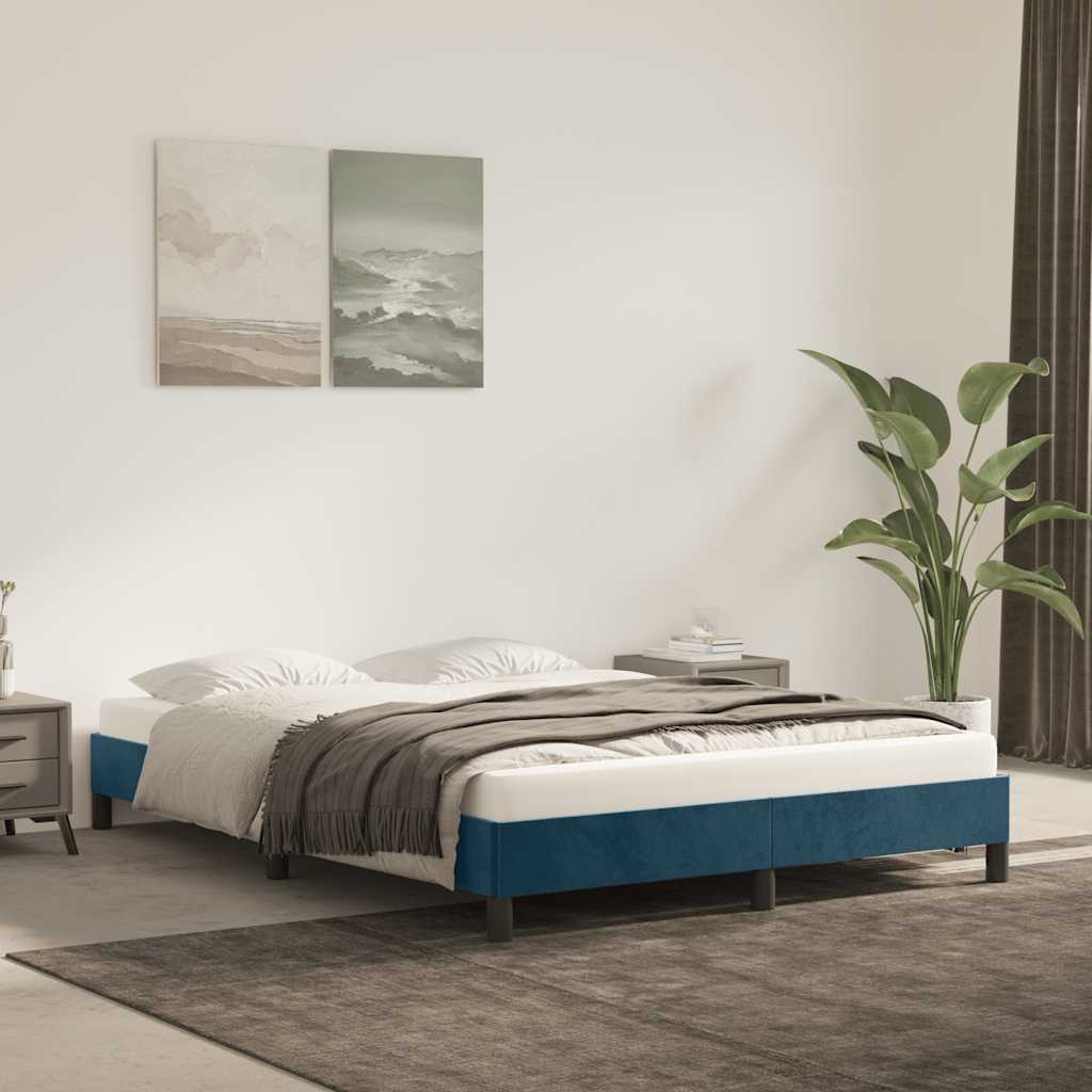 Giroletto senza Materasso Blu Scuro 140x200 cm Velluto