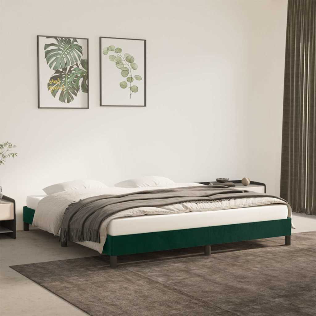 Giroletto senza Materasso Verde Scuro 160x200 cm in Velluto