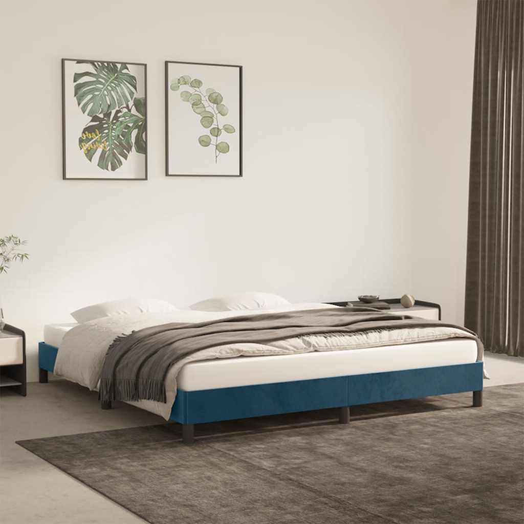 Giroletto senza Materasso Blu Scuro 160x200 cm in Velluto
