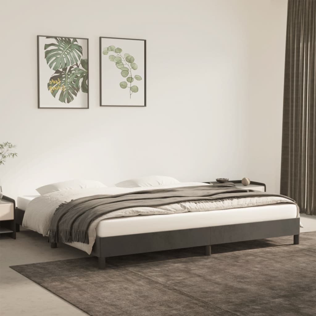 Giroletto senza Materasso Grigio Scuro 200x200 cm Velluto