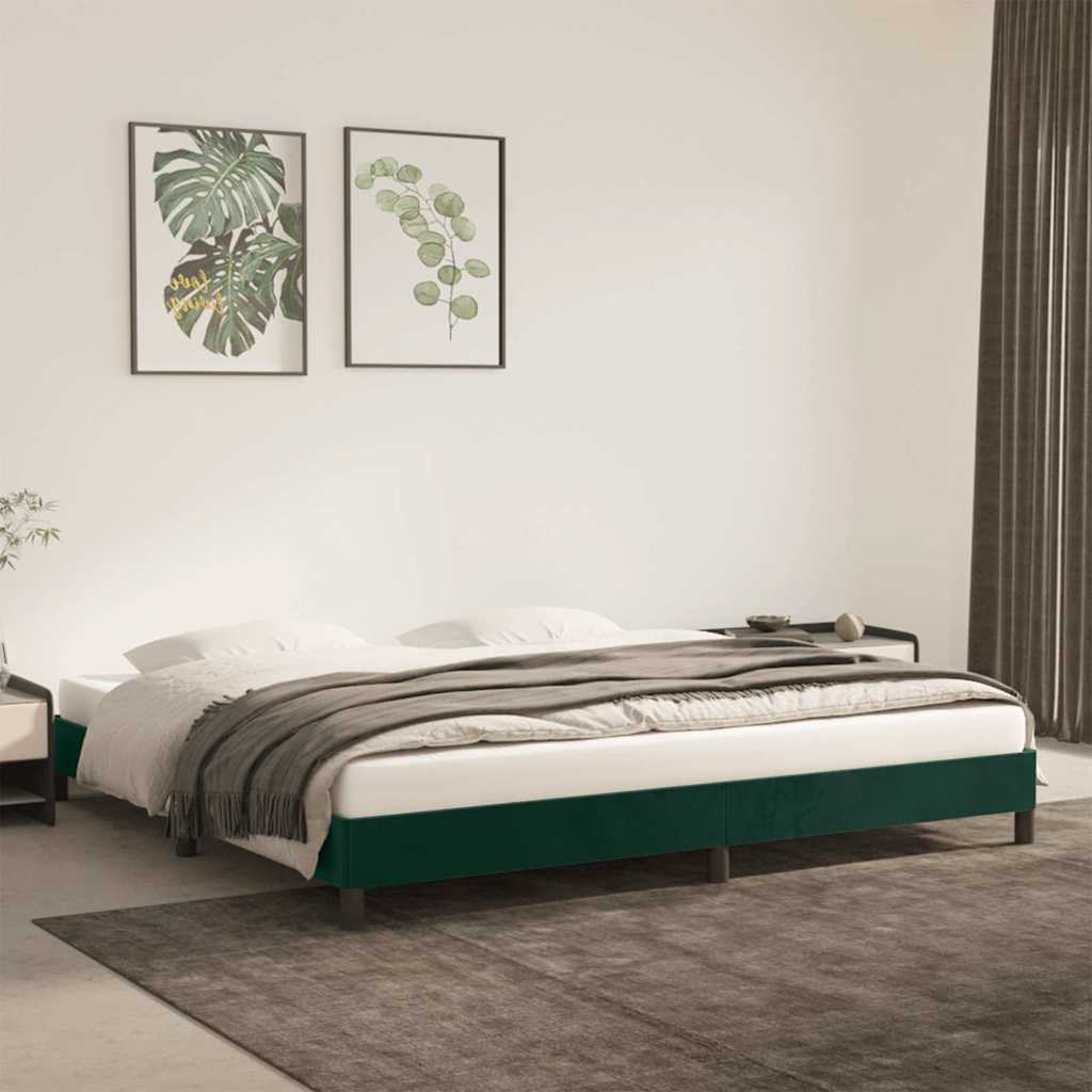 Giroletto senza Materasso Verde Scuro 200x200 cm in Velluto