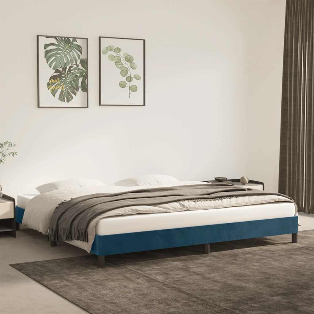 Giroletto senza Materasso Blu Scuro 200x200 cm in Velluto
