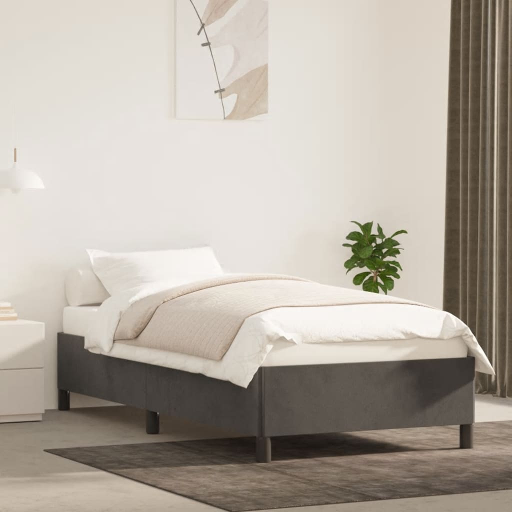 Giroletto senza Materasso Grigio Scuro 80x200 cm Velluto
