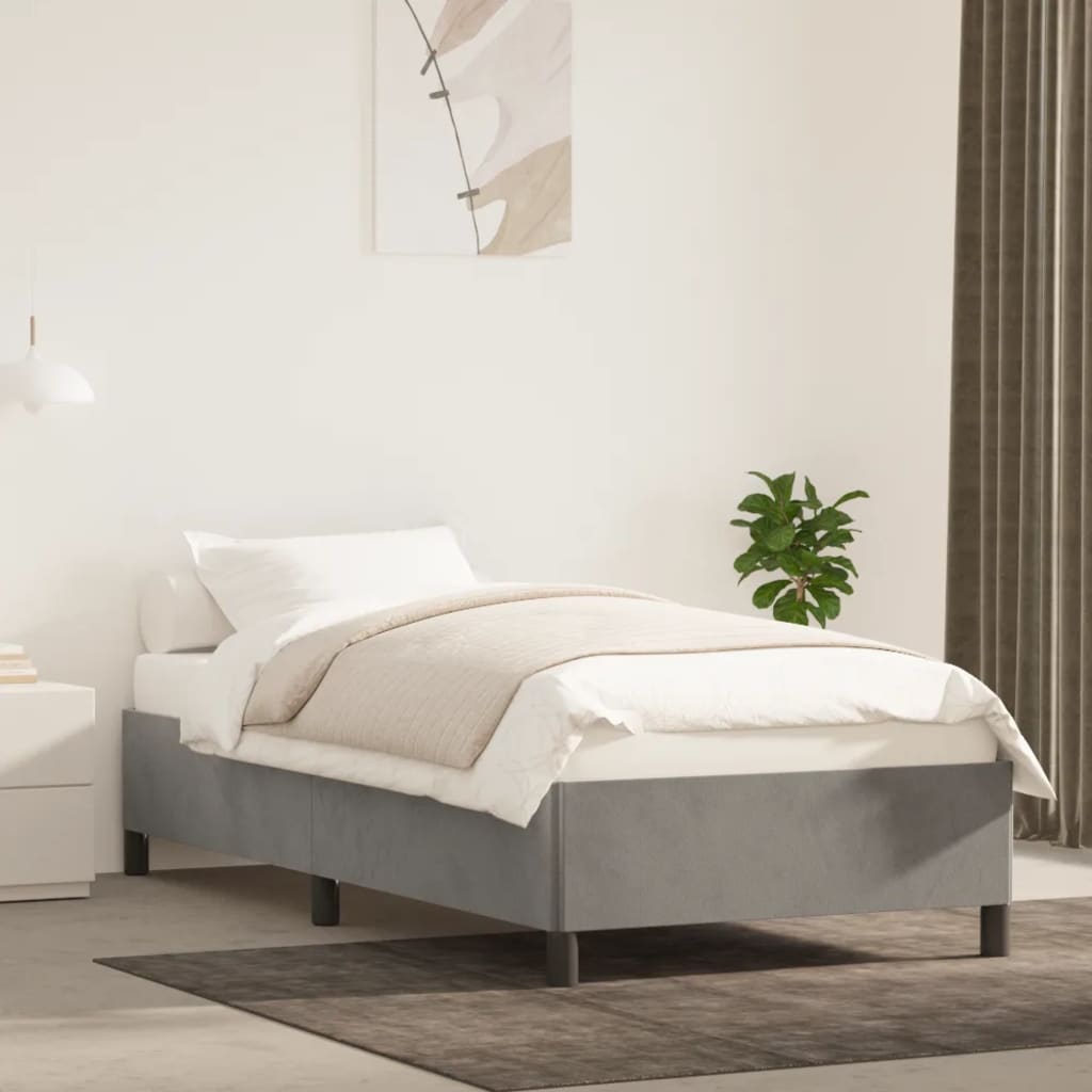 Giroletto senza Materasso Grigio Chiaro 90x190 cm Velluto