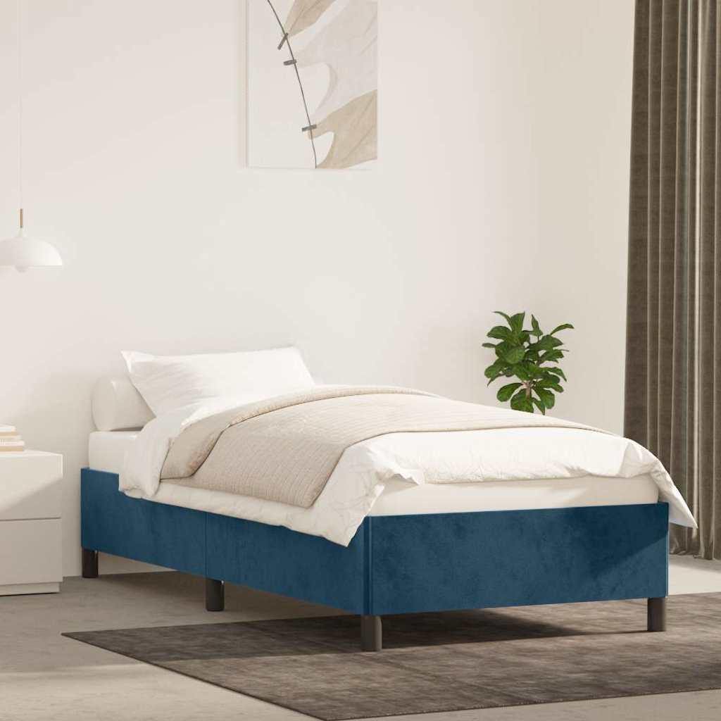 Giroletto senza Materasso Blu Scuro 90x190 cm in Velluto