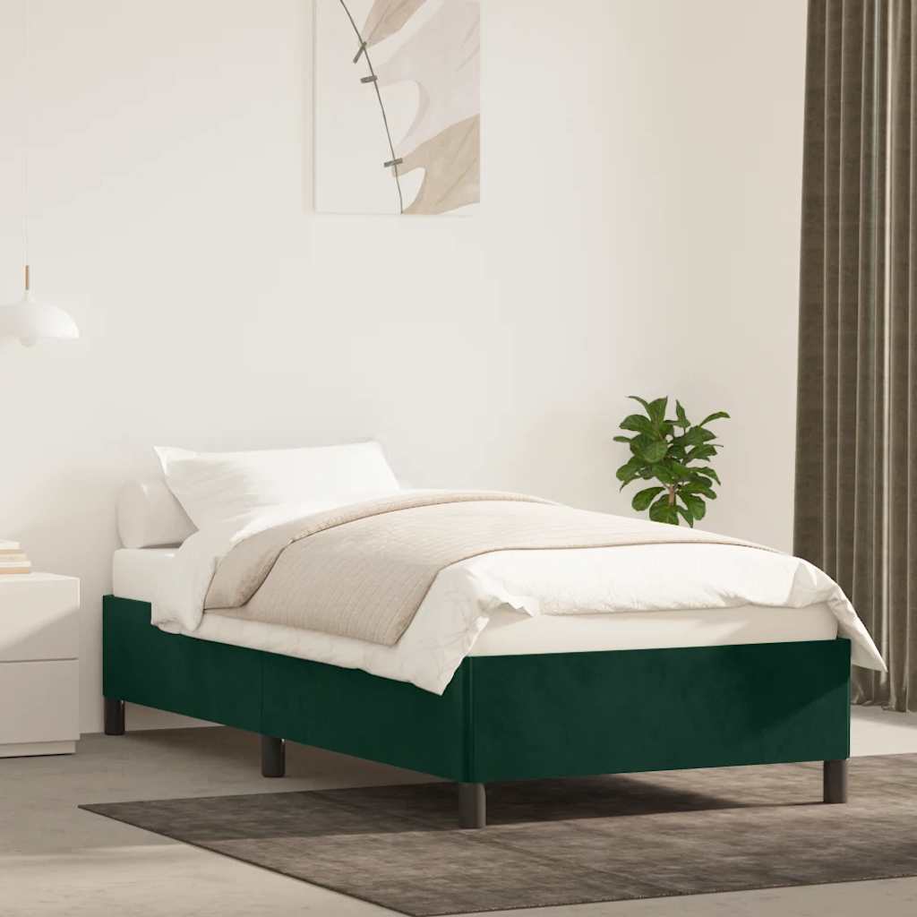 Giroletto senza Materasso Verde Scuro 90x200 cm in Velluto