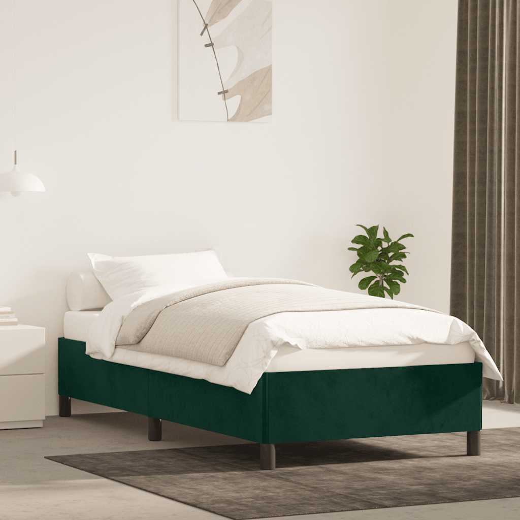 Giroletto senza Materasso Verde Scuro 100x200 cm in Velluto