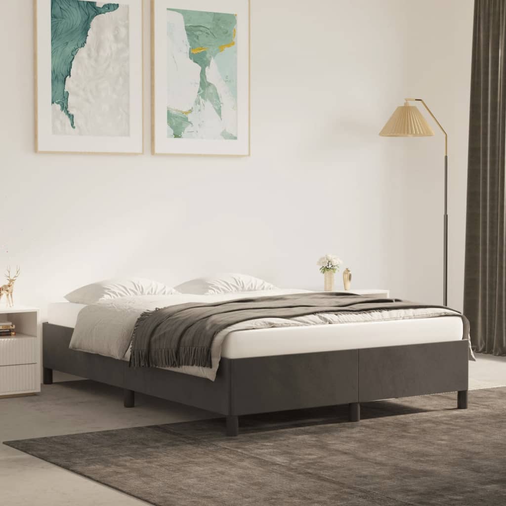 Giroletto senza Materasso Grigio Scuro 140x200 cm Velluto