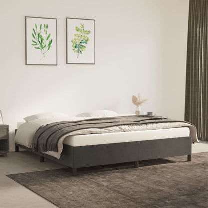 Giroletto senza Materasso Grigio Scuro 160x200 cm Velluto